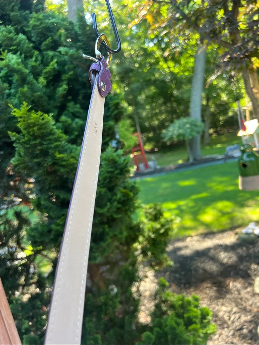 Purple Leather Belt with Silver Buckle